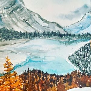Banff National park watercolor painting